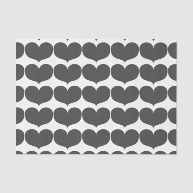 Seda Papel de tejidos de los corazones grises grandes (Anverso)
