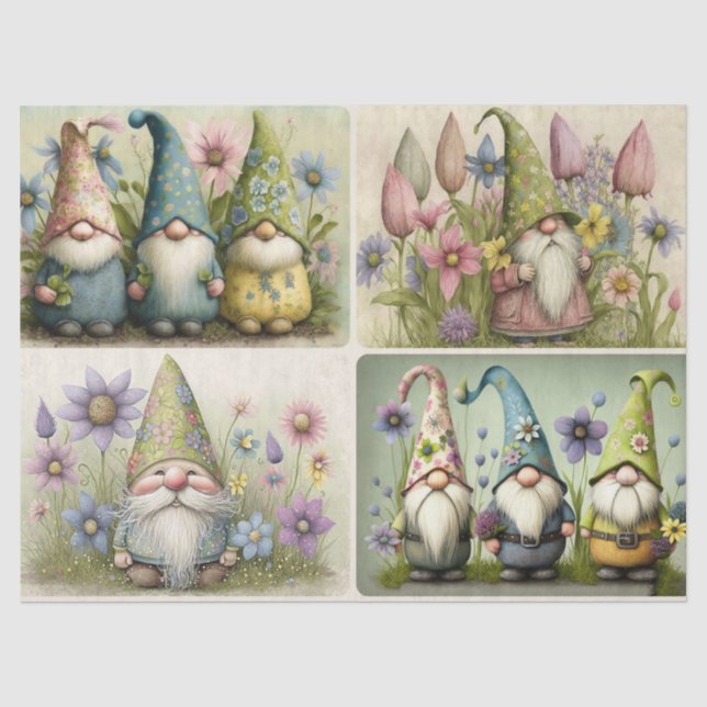 Seda Papel de tejidos de los gnomos de primavera (Anverso)