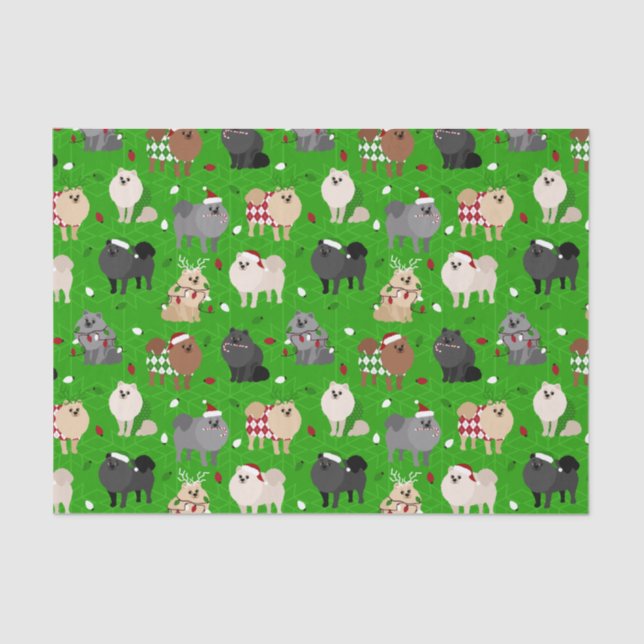 Seda Papel de tejidos de los navidades Pomeranianos (Anverso)