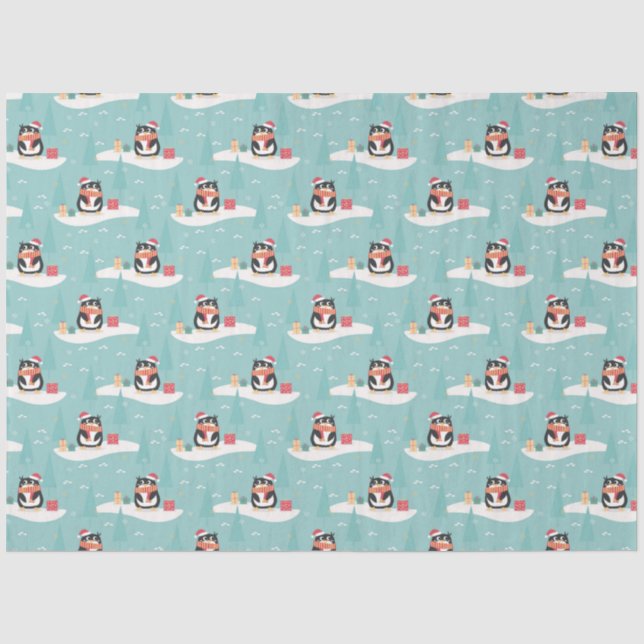 Seda Papel de tejidos de los pingüinos navidades (Anverso)