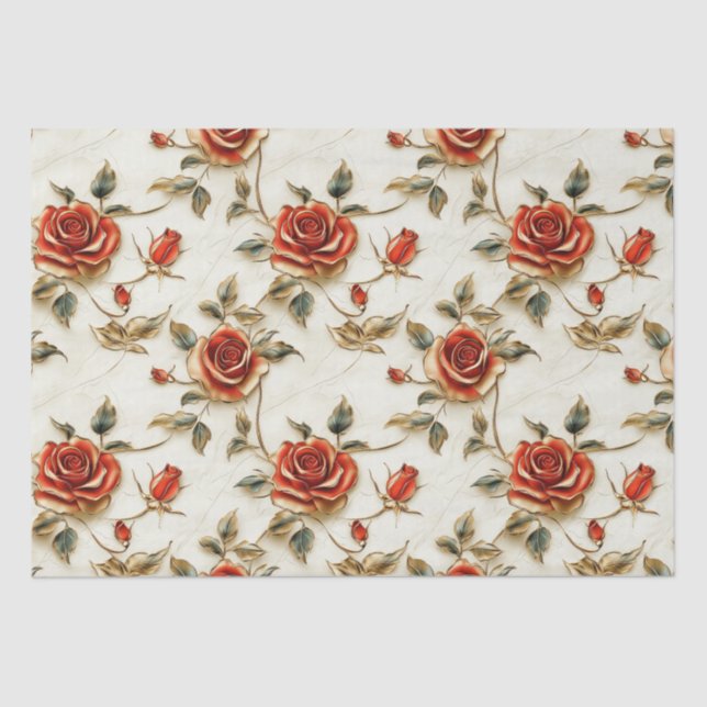 Seda Papel de tejidos de los Rosas de la cosecha de oro (Anverso)