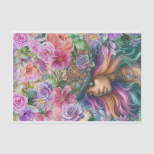 Seda Papel de tejidos de los sueños florales de Steampu