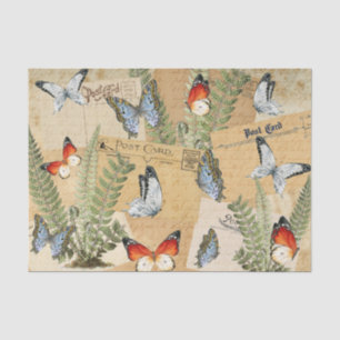Seda Papel de tejidos de mariposas y helechos