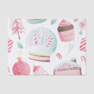 Seda Papel de tejidos de Navidades de acuarela de menta