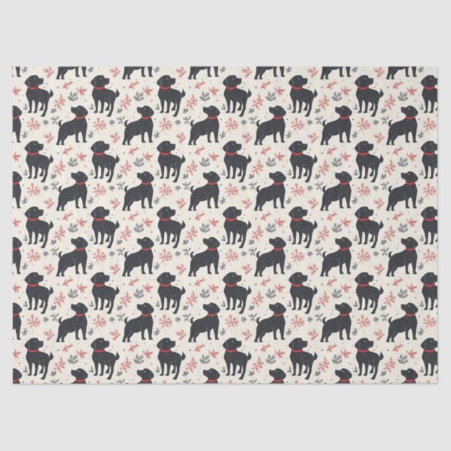Seda Papel de tejidos de Navidades de perro negro (Anverso)