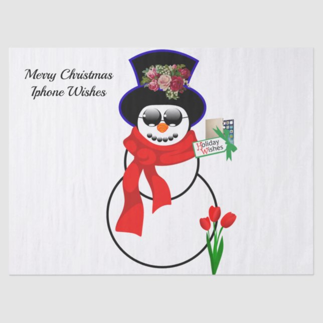 Seda Papel de tejidos de navidades, Snowman Iphone 11pr (Anverso)