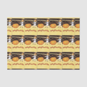 Seda Papel de tejidos de parche de calabaza de vintage