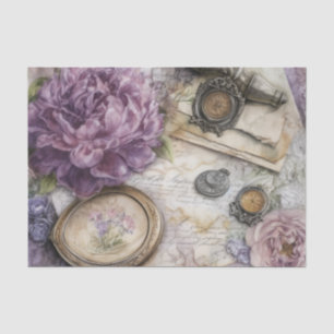 Seda Papel de tejidos de peonies de lavanda con inspira