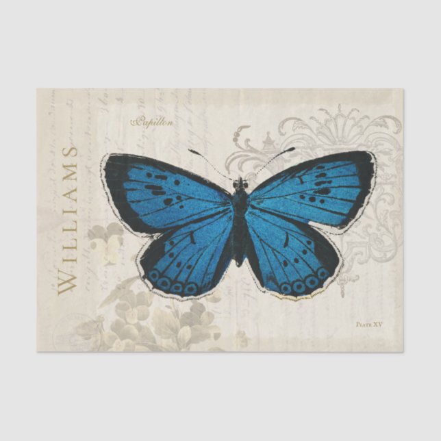 Seda Papel de tejidos de Personalizado de mariposa azul (Anverso)