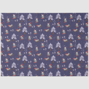 Seda Papel de tejidos de pingüinos y árboles de Navidad