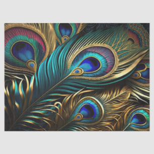 Seda Papel de tejidos de plumas de pavo real
