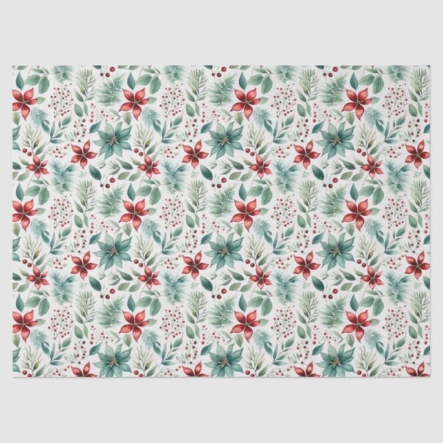 Seda Papel de tejidos de Poinsettia para navidades (Anverso)