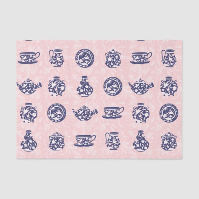 Seda Papel de tejidos de porcelana azul chino (Anverso)