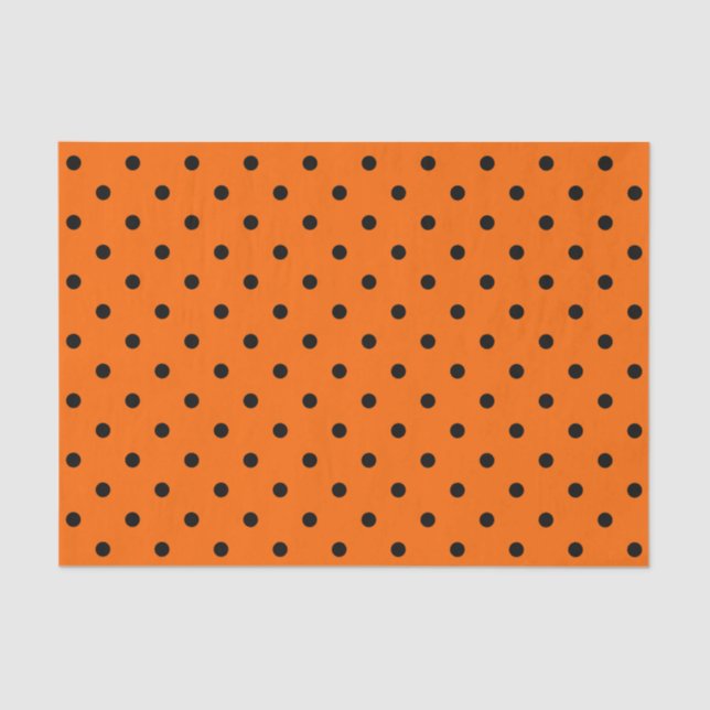 Seda Papel de tejidos de puntos de polka negro/naranja (Anverso)