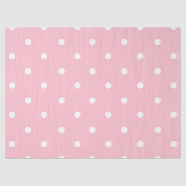 Seda Papel de tejidos de puntos de polka rosa blanco (Anverso)