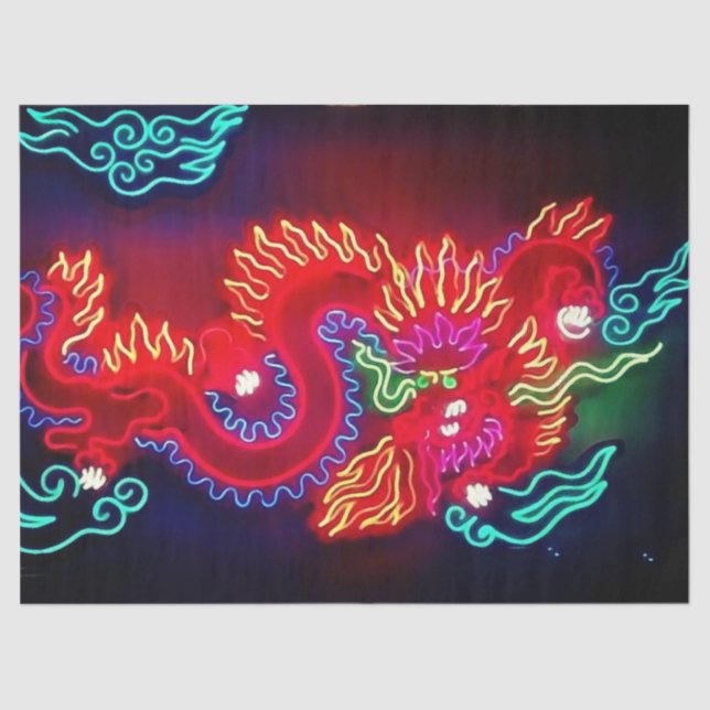 Seda Papel de tejidos de regalo Neon Dragon (Anverso)