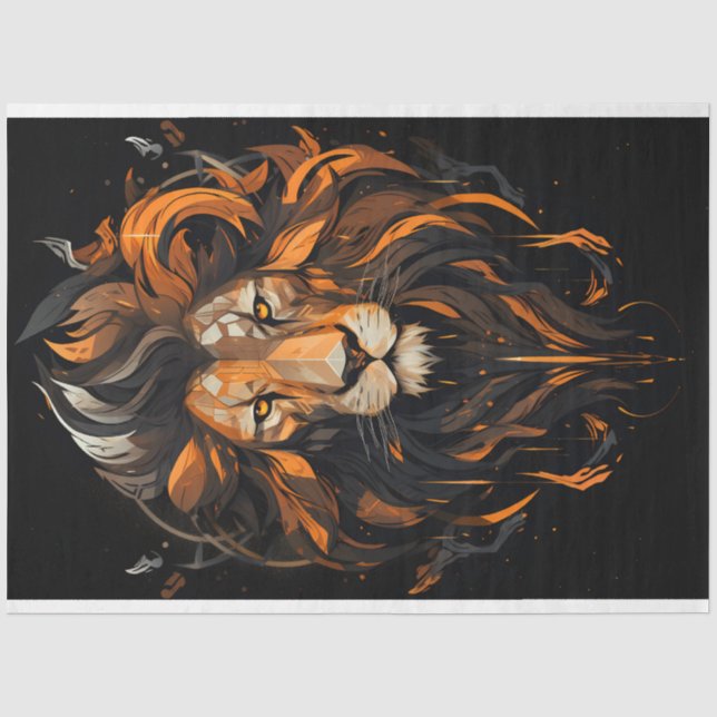 Seda Papel de tejidos de retrato de león (Anverso)
