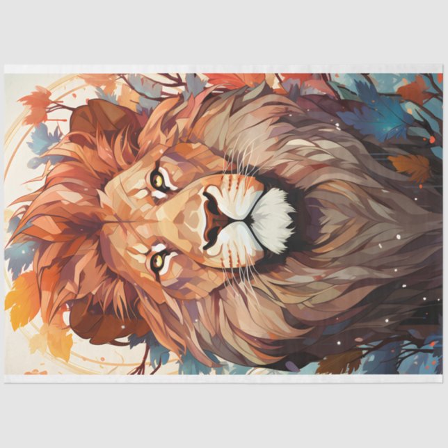 Seda Papel de tejidos de retrato de león (Anverso)