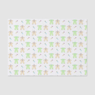 Seda Papel de tejidos de ropa de bebé amarillo y verde