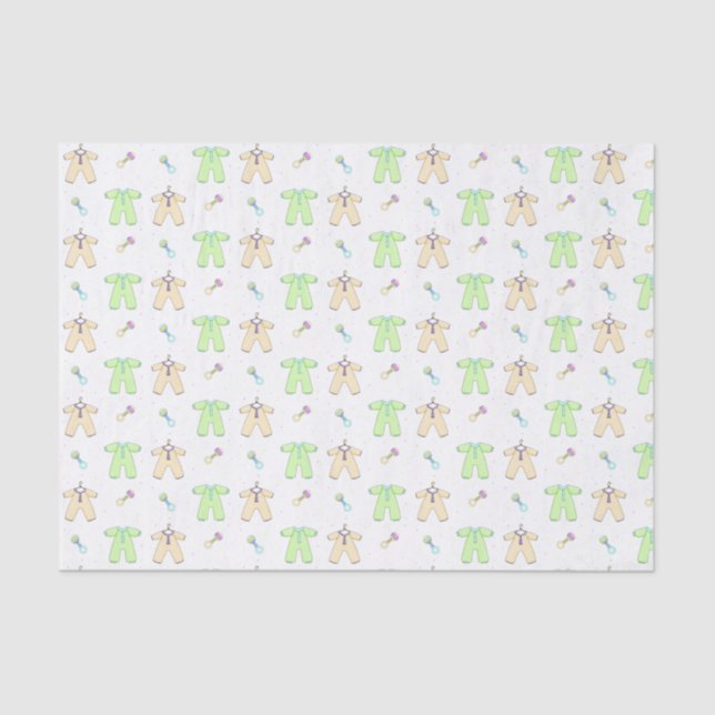 Seda Papel de tejidos de ropa de bebé amarillo y verde (Anverso)