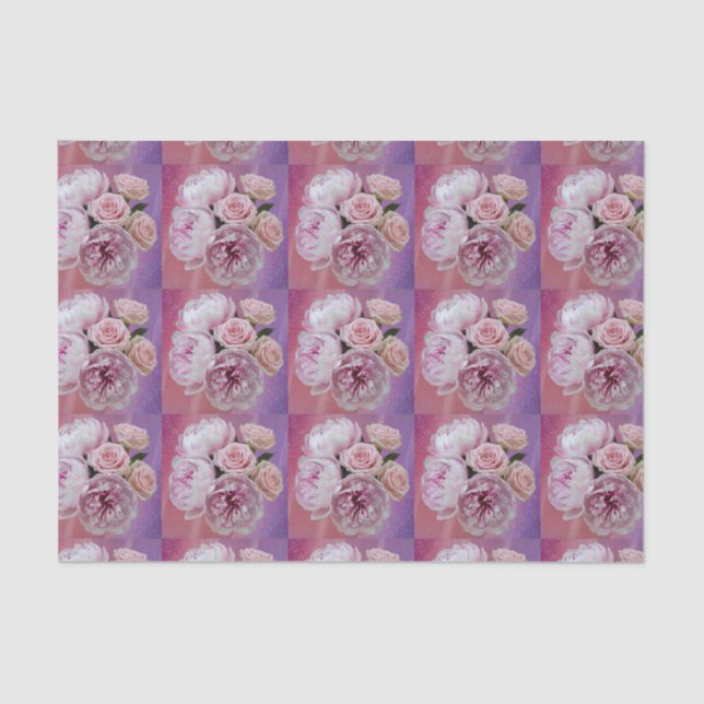 Seda Papel de tejidos de Rosas de Luxe Opalcent Peonies (Anverso)