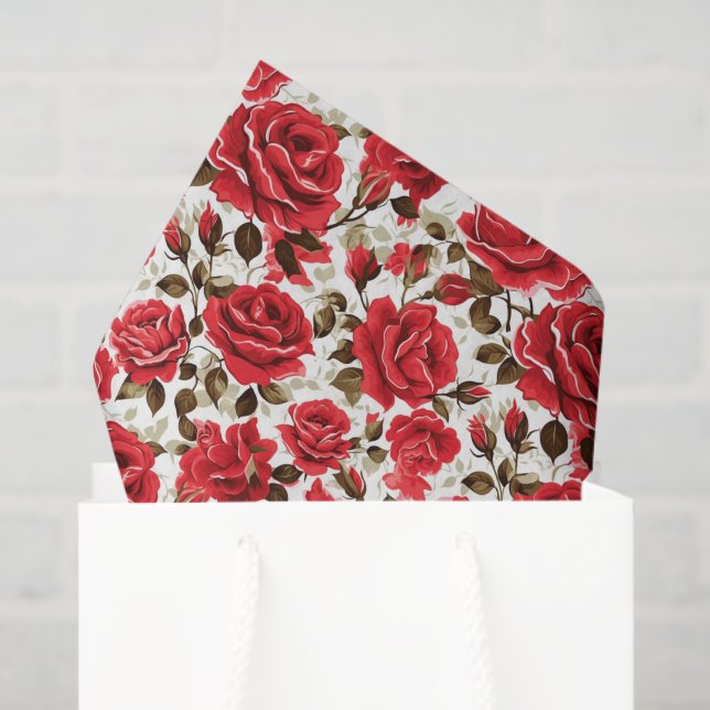 Seda Papel de tejidos de rosas rojas (Bolsa de regalo)