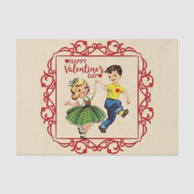 Seda Papel de tejidos de San Valentín bailando (Anverso)