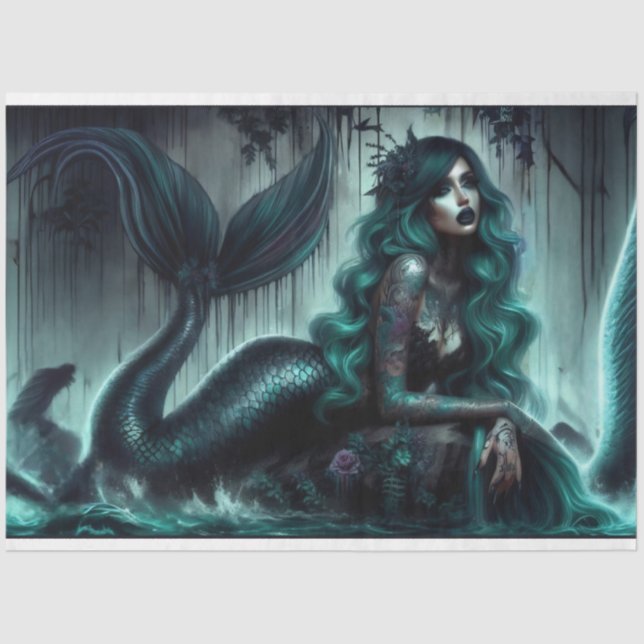 Seda Papel de tejidos de sirena oscuro (Anverso)