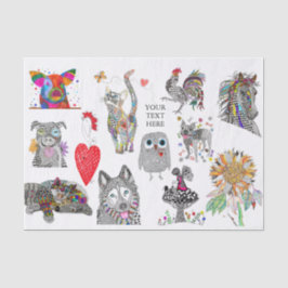 Seda Papel de tejidos de surtido de animales