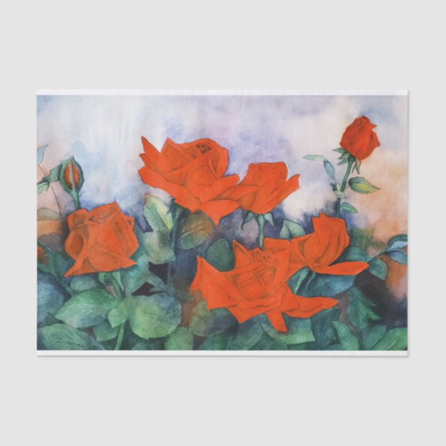 Seda Papel de tejidos de terciopelo rojo para Rosas de  (Anverso)