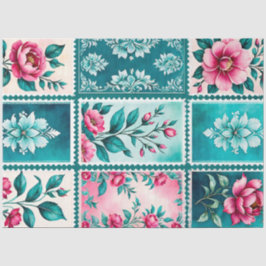 Seda Papel de tejidos de timbre de época colorido