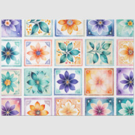 Seda Papel de tejidos de timbre de época colorido