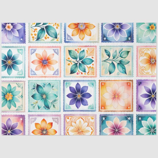 Seda Papel de tejidos de timbre de época colorido (Anverso)