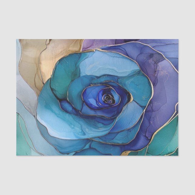 Seda Papel de tejidos de tinta azul II (Anverso)