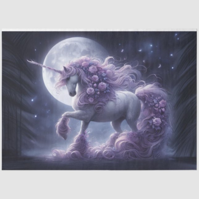 Seda Papel de tejidos de unicornio nocturno (Anverso)