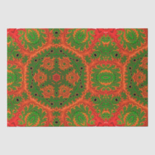 Seda Papel de tejidos del Kaleidoscope verde y naranja