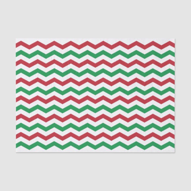 Seda Papel de tejidos del patrón Chevron rojo y verde (Anverso)