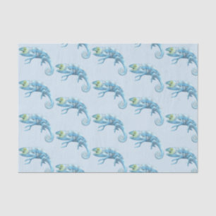 Seda Papel de tejidos del patrón de Chameleon Azul