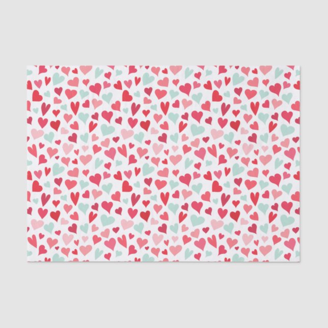 Seda Papel de tejidos del patrón de corazón verde rosa  (Anverso)