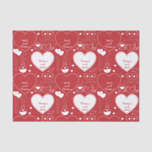 Seda Papel de tejidos del patrón de San Valentín - Blan