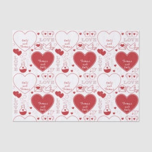 Seda Papel de tejidos del patrón de San Valentín - rojo