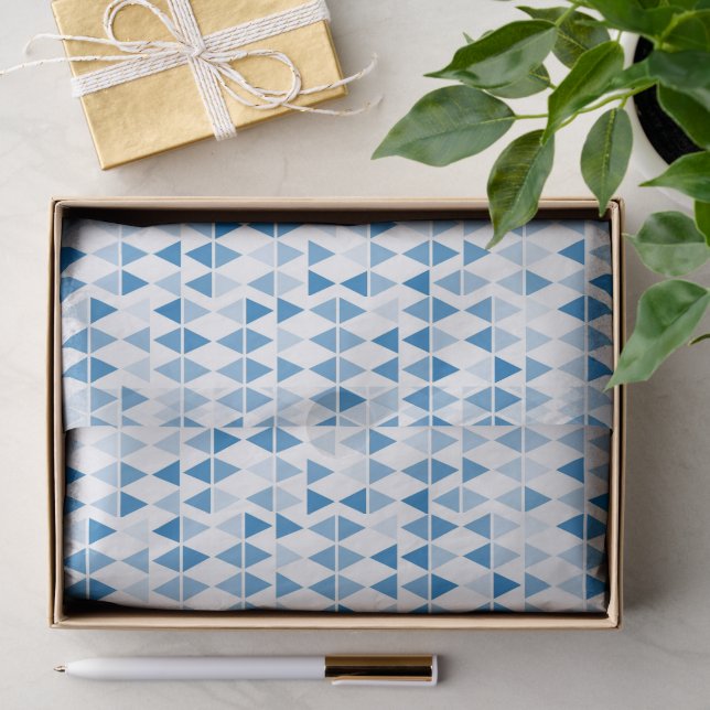 Seda Papel de tejidos del patrón del triángulo azul - R (Regalo )