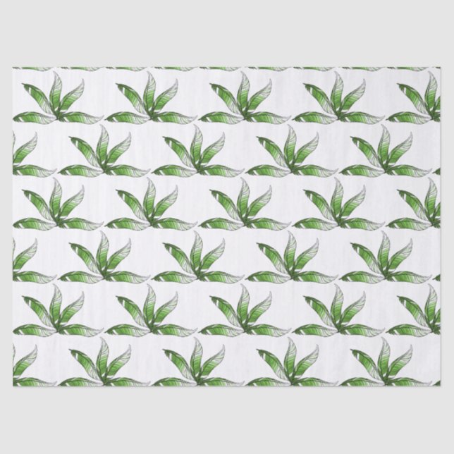 Seda Papel de tejidos - Diseño de plumas verdes (Anverso)