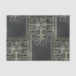 Seda Papel de tejidos Eldrich (negro y oro)
