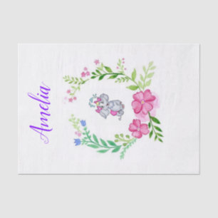 Seda Papel de tejidos Elefante Floral