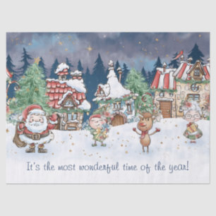 Seda Papel de tejidos Elf Rudolph de Santa Navidades
