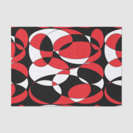 Seda Papel de tejidos elípticos negros, blancos y rojos