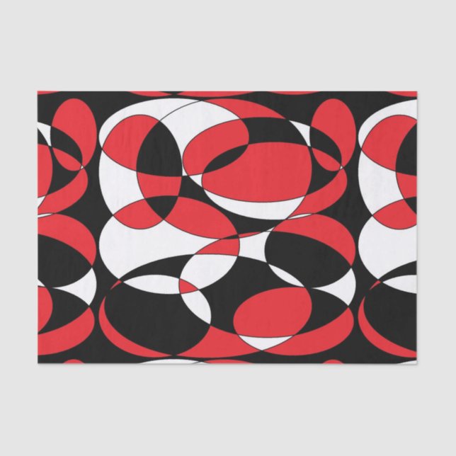 Seda Papel de tejidos elípticos negros, blancos y rojos (Anverso)