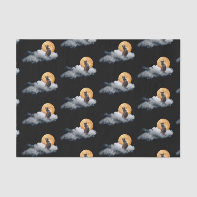 Seda Papel de tejidos en la nube de gato (Anverso)