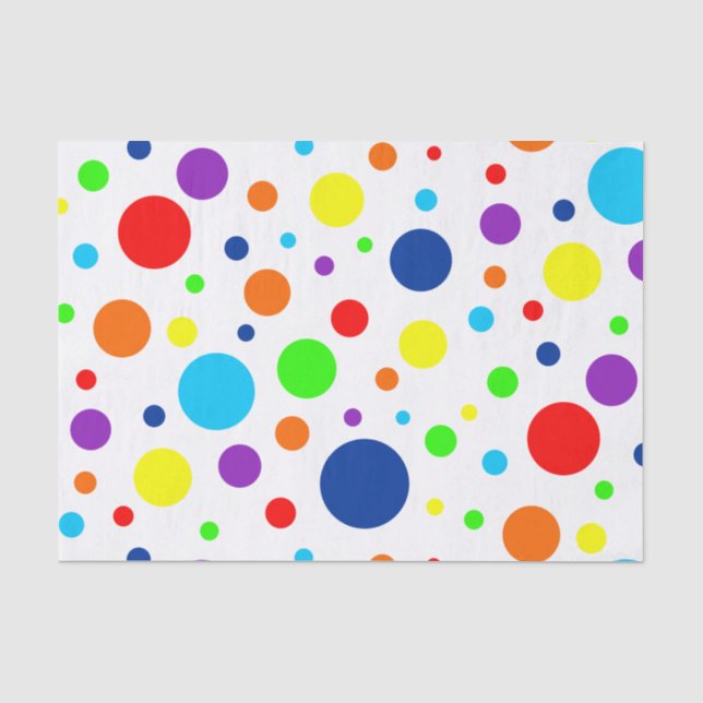 Seda Papel de tejidos en los puntos del arcoiris blanco (Anverso)